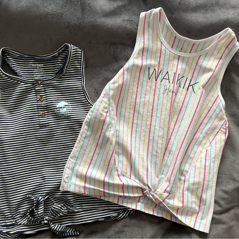 Tag Kids Tank Tops - Black and Multicolor Stripes